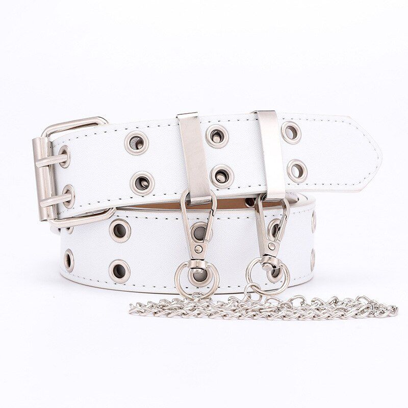 Women Chain Belt Puck Eyelet Belts for Women Butterfly Fashion Hip Hop Black Waistband Punk Accessories JK Skirt Ins 2020