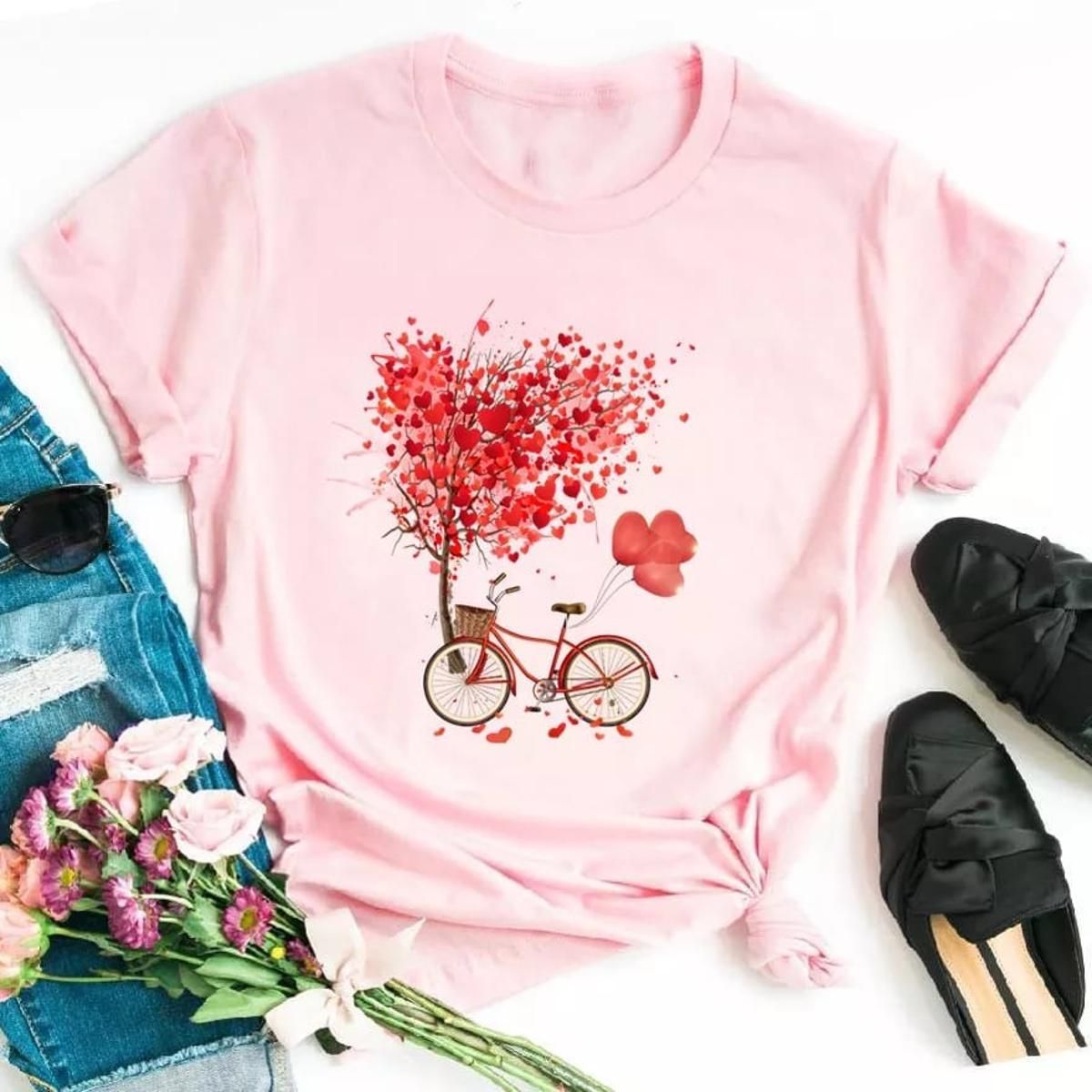 Ladies  Pink Color Short Sleeve cotton T-Shirt