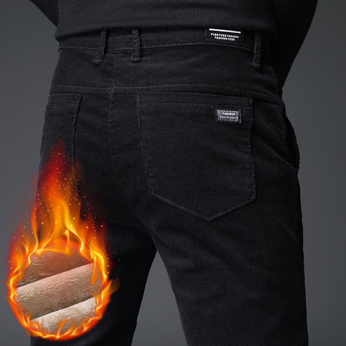 Men Winter Warm Corduroy Pants with Thick Fleece Lining Smart Casual Straight Trouser Slim Fit Top Quality 36 38
