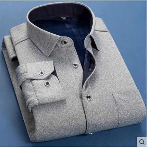 New Autumn Winter Men Fleece Warm Shirt 2021 Male Fashion Solid Long sleeve business big size shirt Plaid thick warm shirt M-6XL
