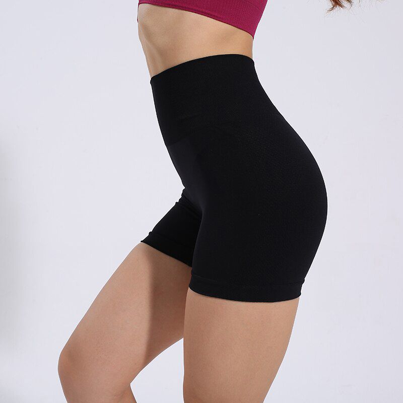 Women Summer Yoga Shorts Leggings Side Mesh Seamless Tight Elastic Sport Shorts Push Up Running Fitness Solid Color Gym Clothing
