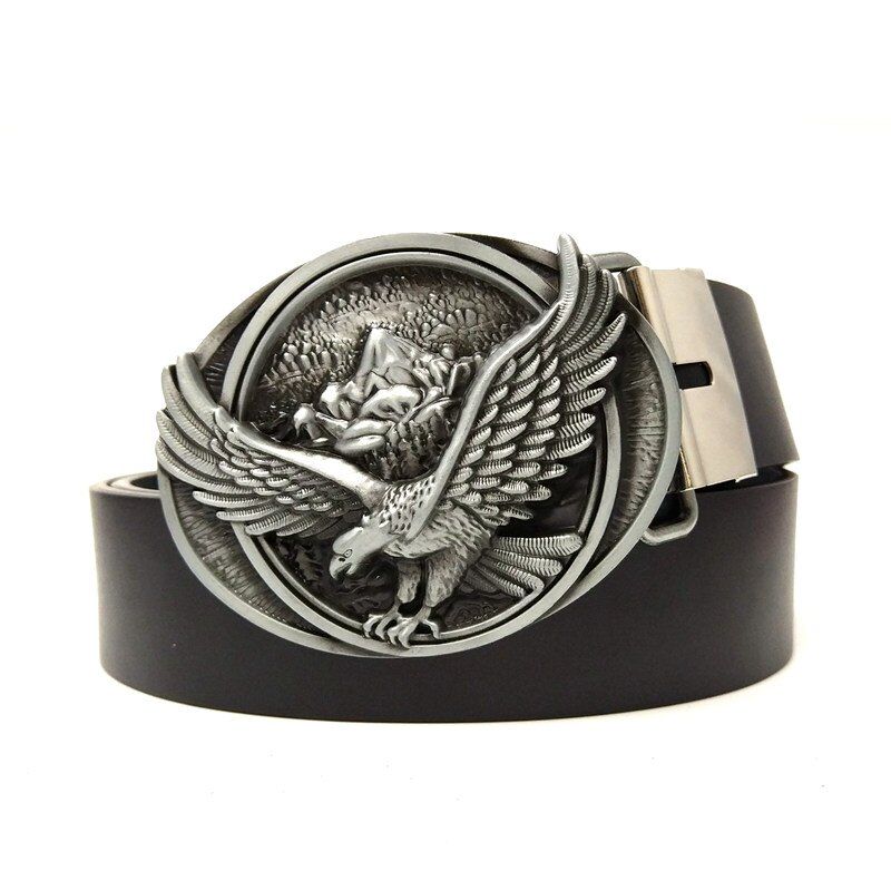 Designer belts men high quality Black pu Leather belt men with eagle belt buckle metal Western cowboy big buckle belts for jeans