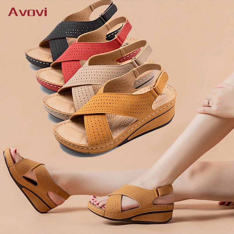 Women Wedge Sandal Retro Platform Large Size Sandals Casual Outdoor Beach Sandal