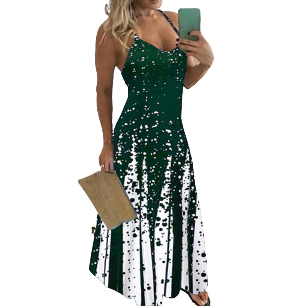 Maxi Dress Spaghetti Straps Dot Print Maxi Dress Sundress