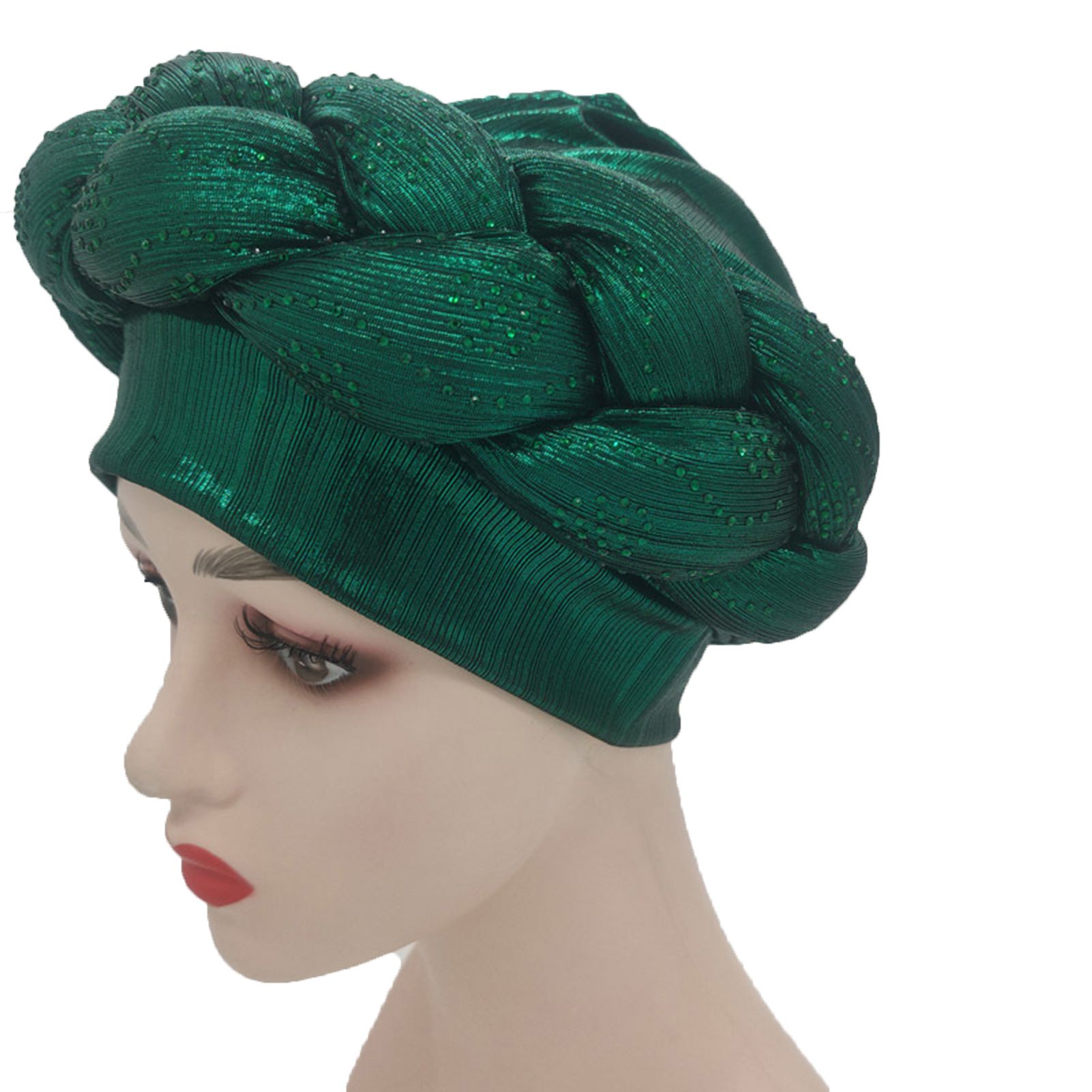 Turban Multicolored Good Elasticity Women Thick Braids Design Turban Cap for Christmas