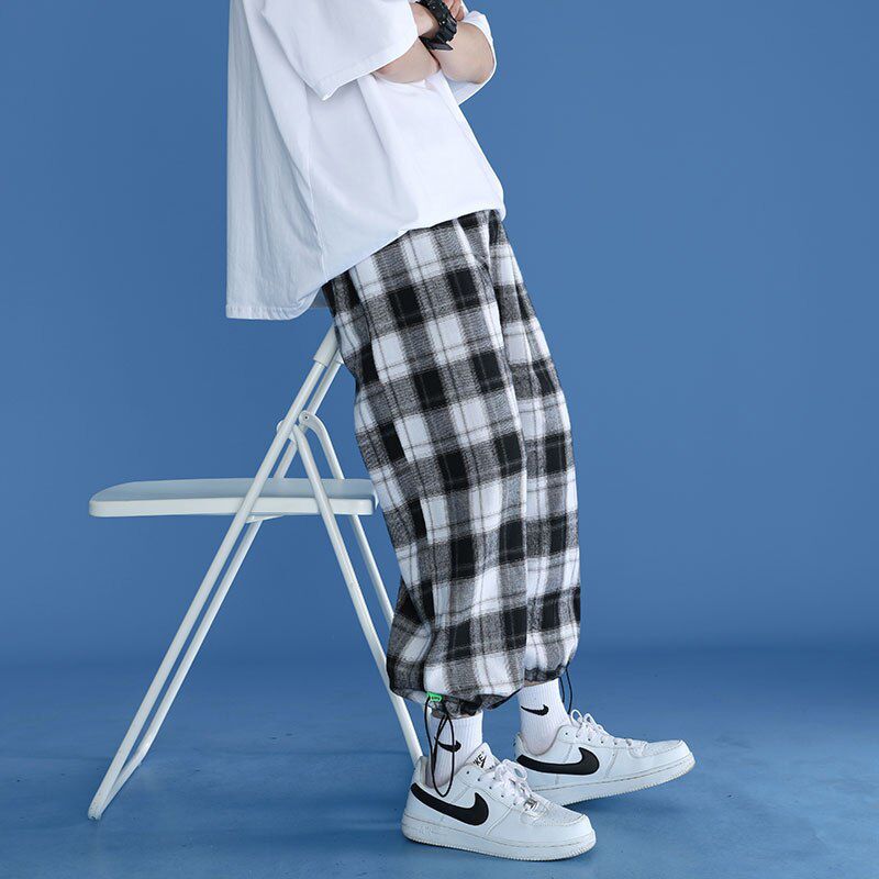 Korean Trendy Plaid Pants Men's New Comfortable Pant Summer Loose Comfortable Casual All-match Hip Hop Striped Trousers