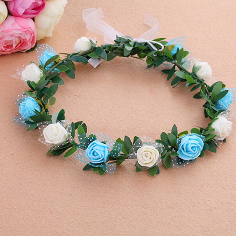 【BestGO】Sweet Girls Women Bridal Rose Flower Crown Headband Wreath Party Wedding Bridal Garland Hairband Headwear