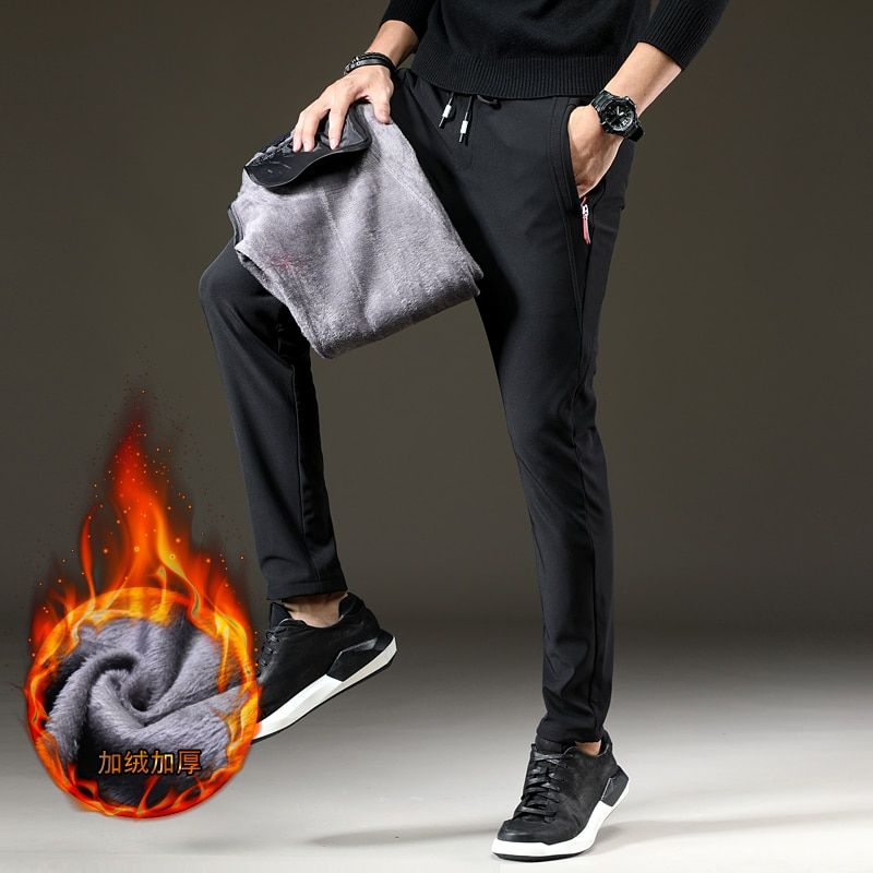 Men Winter Thick Warm Cargo Pants Casual Fleece Pockets Long Trousers Fashion Outdoor Slim Jogeer Worker Male Pants 28-38