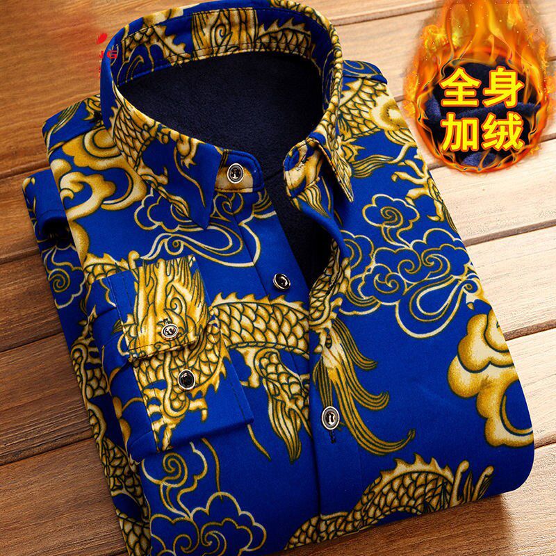 2020 Winter Mens Fashion Warm Long Sleeve Plaid Shirt Thick Fleece Lined Soft Casual Flannel Warm Dress Shirt Plus Size 5XL