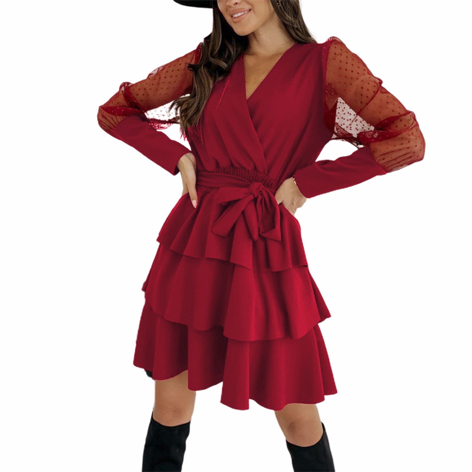 Dress Mesh See Through Belt Dress