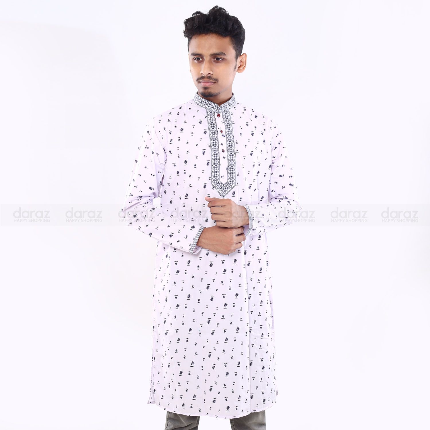 Premium Quality Stylish Semi Long Tishu Cotton Slim Fit Panjabi Collection For Man