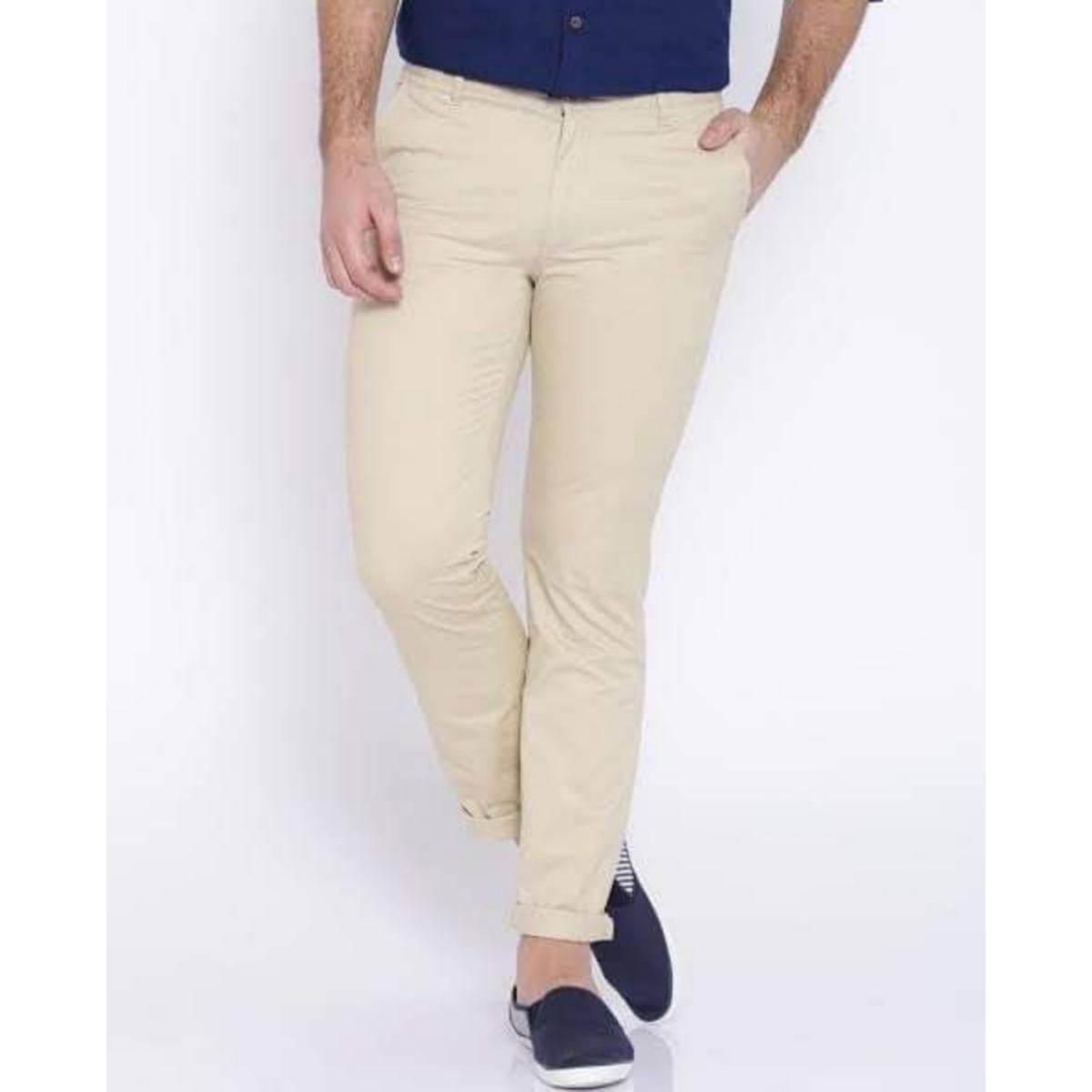 SLIM-FIT PURE COTTON FADE WHITE LONG TWILL GABERDINE PANT, FOR MEN.