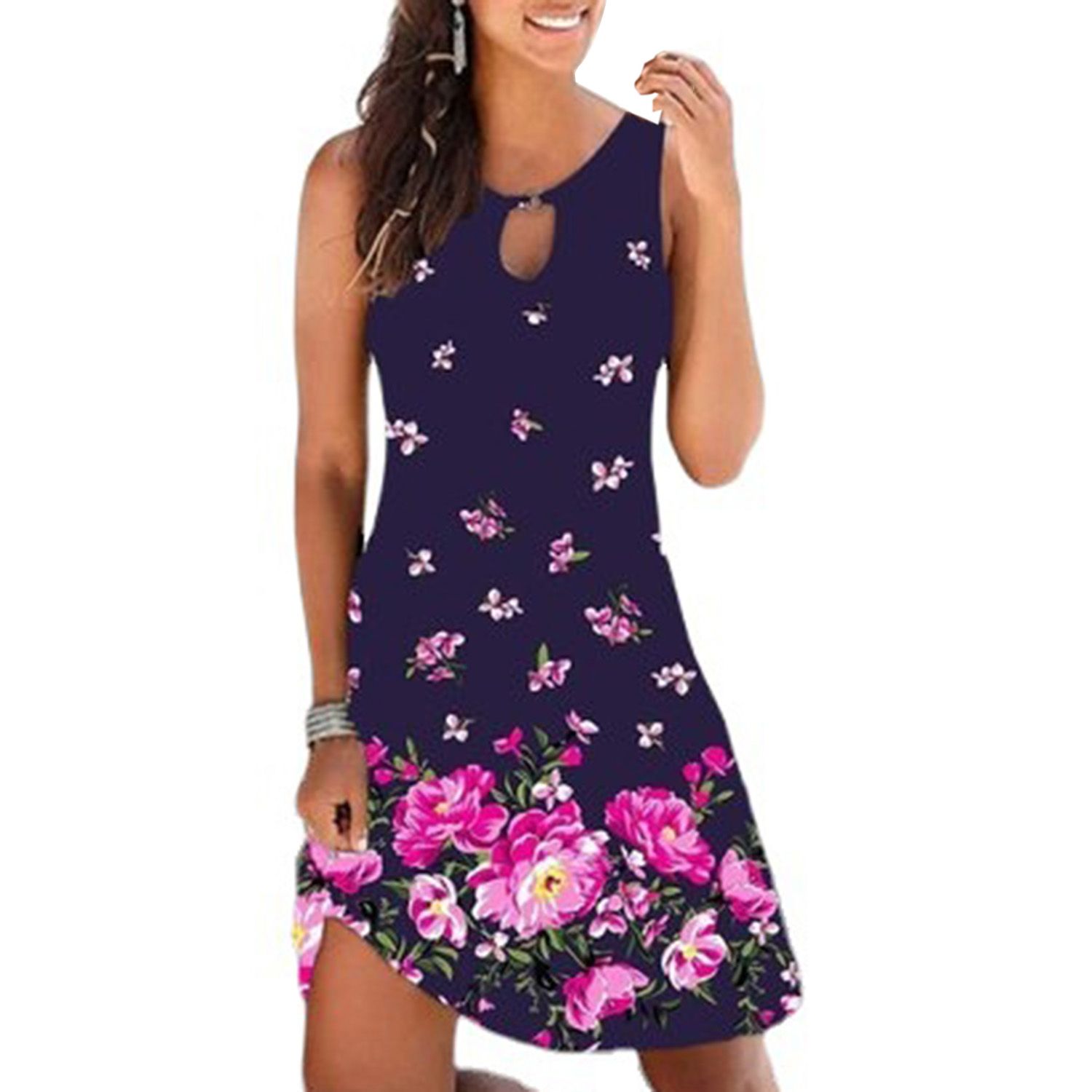 O-Neck Sundress Vintage Polyester Women Sweet Summer Dress for Dating