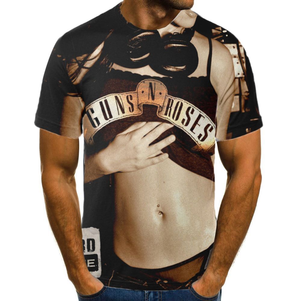 Men 3D Sexy Girl Digital Printing Short Sleeve Round Neck Tee Top Blouse T-shirt