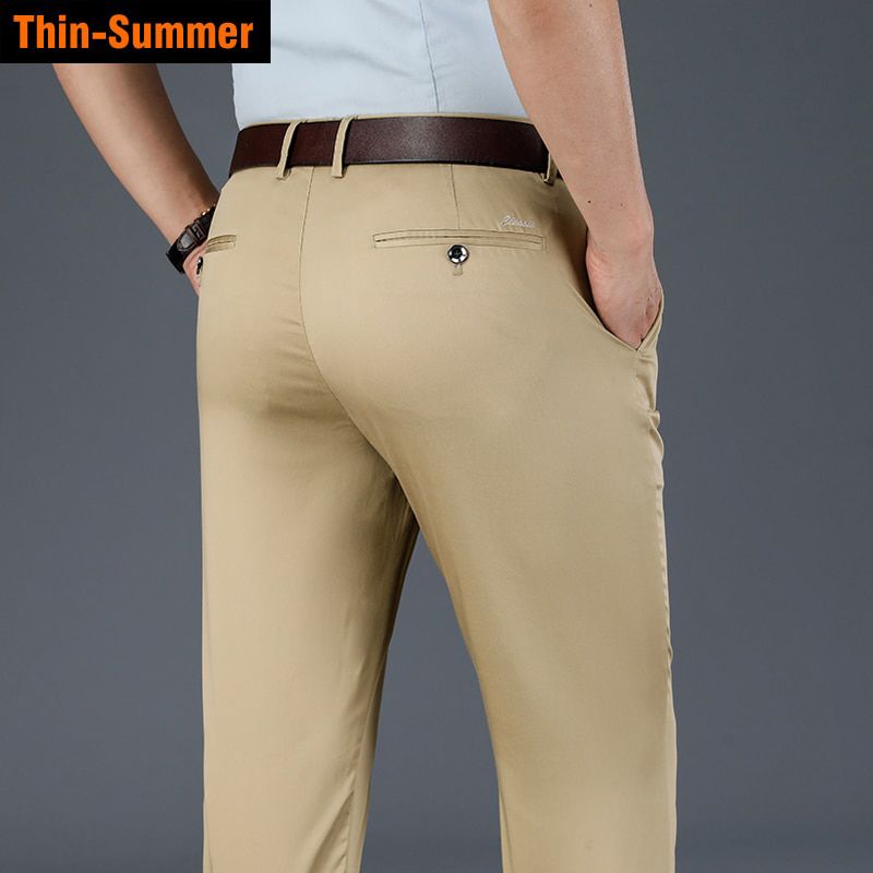 4 Color Men's Business Casual Pants Modal Fabric Straight Trousers Male