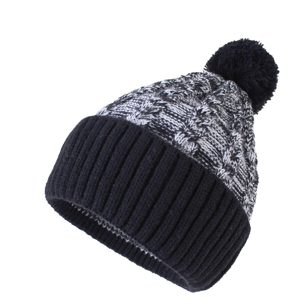Connectyle 2019 Classic Boys Girls Autumn And Winter Single Ply Warm Earflap Cuff Beanie Hat With Pom
