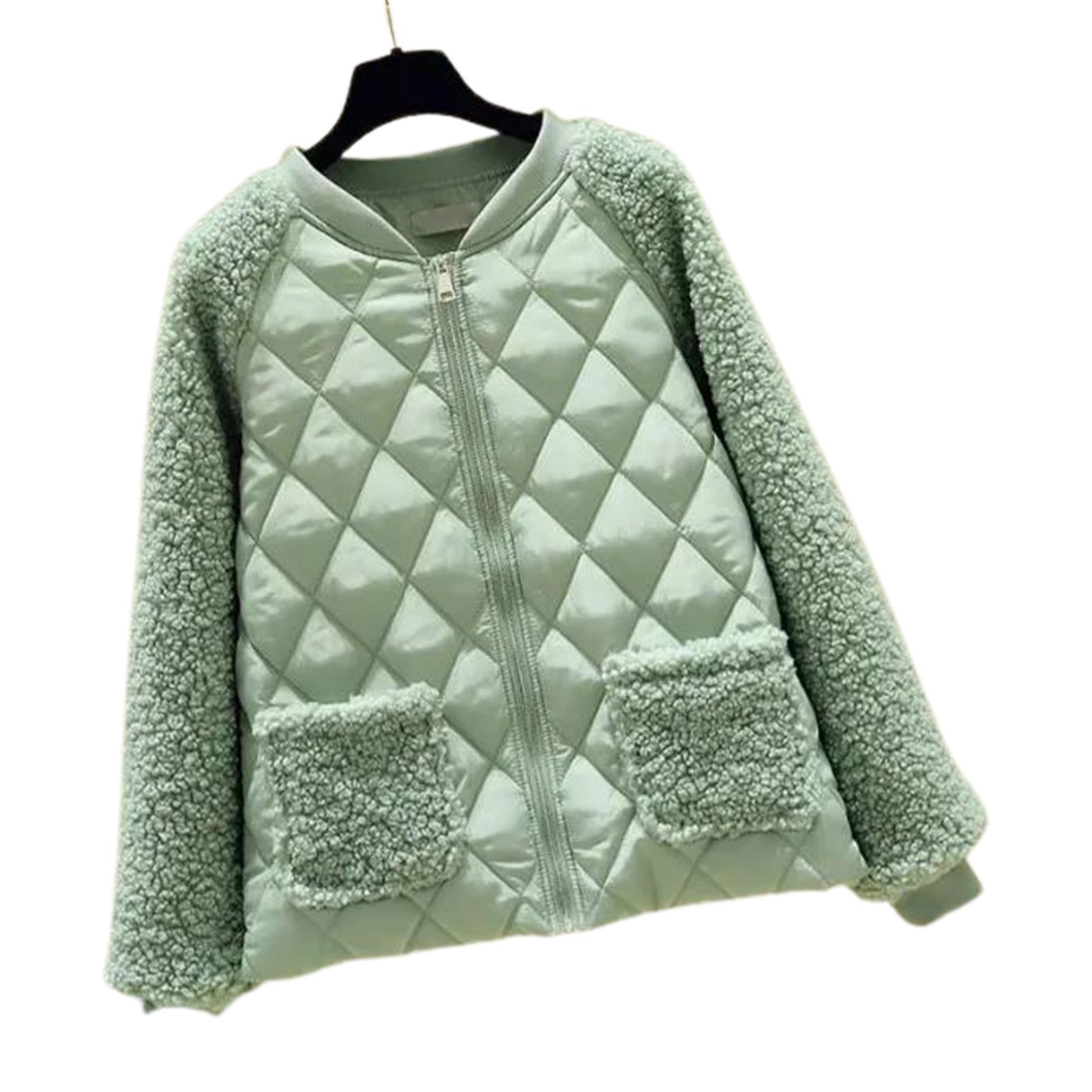 Quilted Coat Stand Collar Pure Color All Match Quilted Short Coat