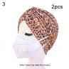 2Pcs Women Rainbow Print Buttons Turban Hijab Cap Hair Loss Head Cover Beanie