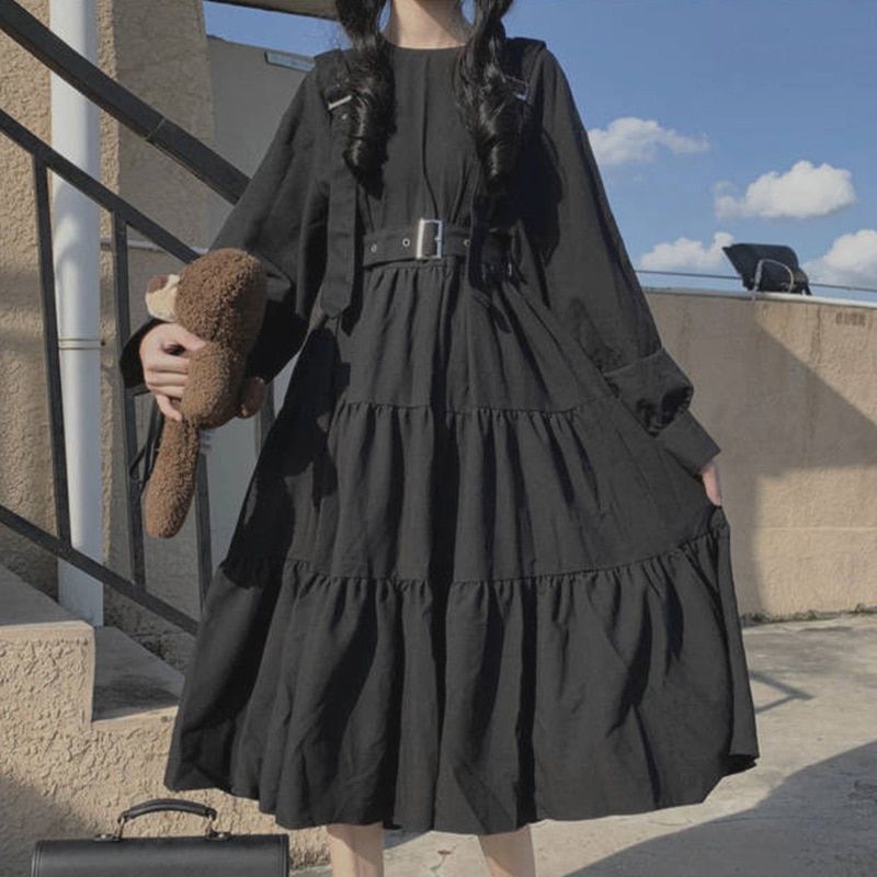 Women's Gothic Lolita Dress Goth Punk Gothic Harajuku Mall Goth Style Bandage Black Dress Emo Clothes Dress Spring 2021