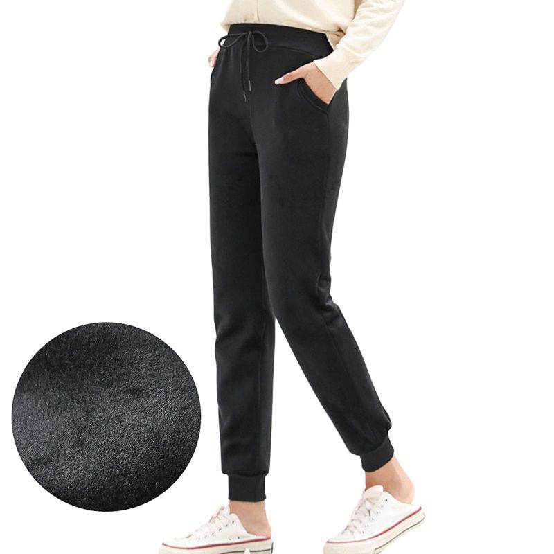 Women Winter Lamb Fur Cashmere Slim Pants Women Casual Warm Pants Harem Pants Lined Fleece Autumn Sweatpants Trousers