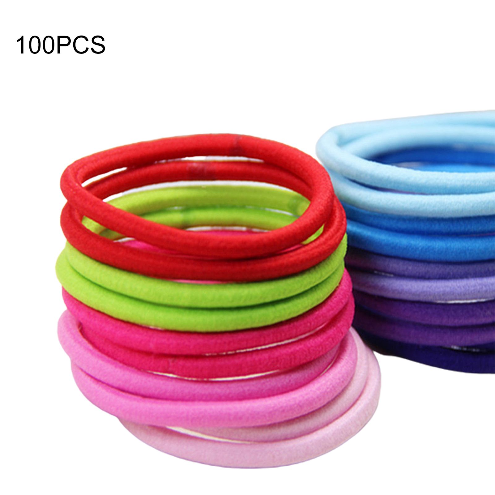 100Pcs Strong Elastic Rubber Band Hair Rope Headband Ponytail Holder Accessories