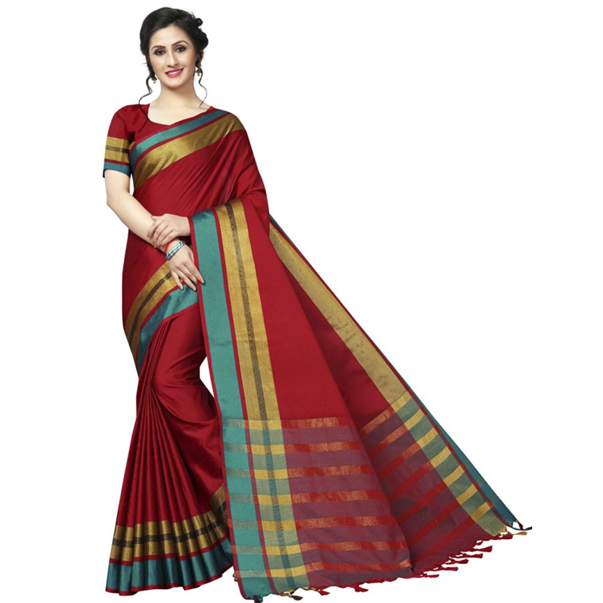 Pure Dupion Silk Handloom Saree in Royal Purple