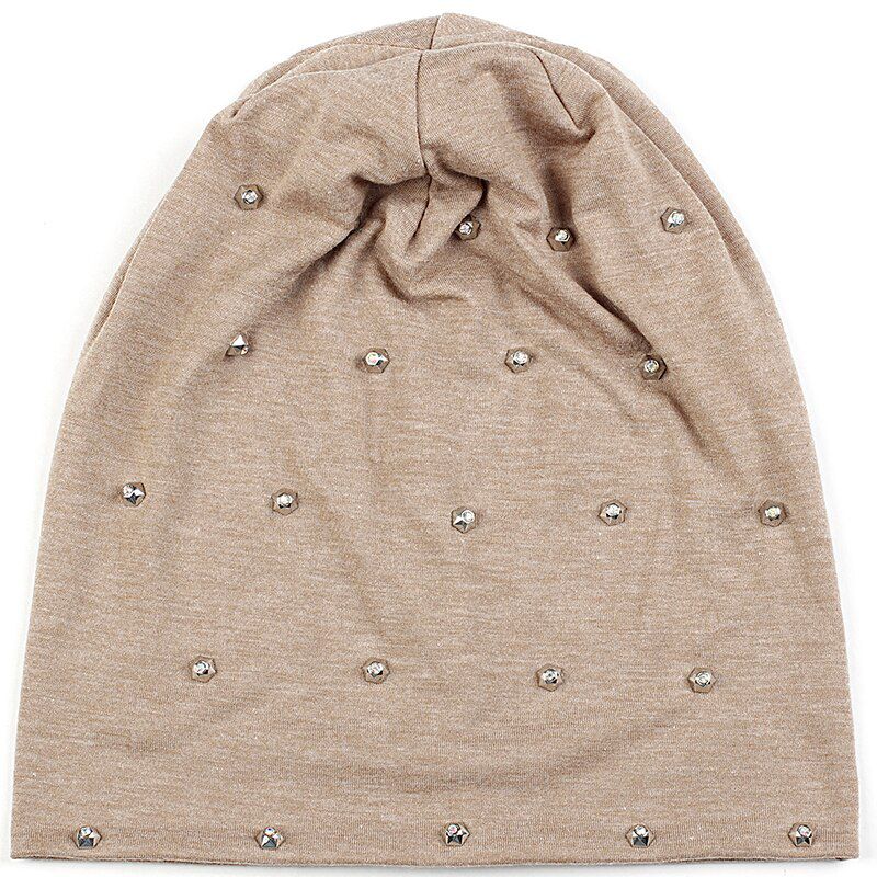 Geebro Spring Women Soft Metallic Rhinestones Slouchy Beanies hat And Autumn Ladies Girls Baggy Bonnet Gorros