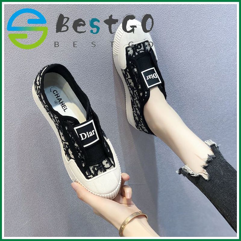 Korea Style Open Heels Slipper Girls Slip Sandal Flat Shoes Women Canvas Shoes Sneakers for Women Teenagers Fashion Slippers  032536