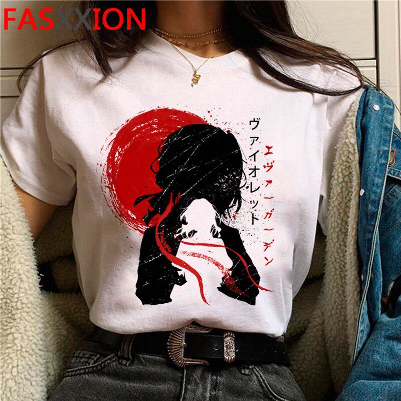 Japanese Anime Violet Evergarden T-shirt Men Uni Harajuku Graphic Aesthetic T Shirt Cute Manga Tshirt Streetwear Top Tee Male