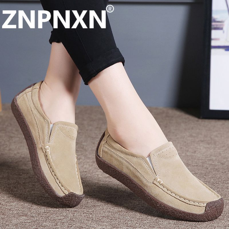 ZNPNXN Korean Flat Loafer Shoes For Women Fashion Korean Casual Retro Plus Shoes Size 35-42