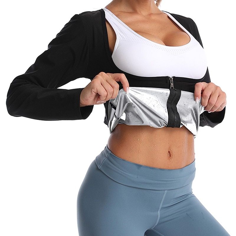 Women Sauna Shaper Vest Thermo Sweat Shapewear TaTop Slimming Vest Waist Trainer Corset Gym Fitness  Workout Zipper Shirt
