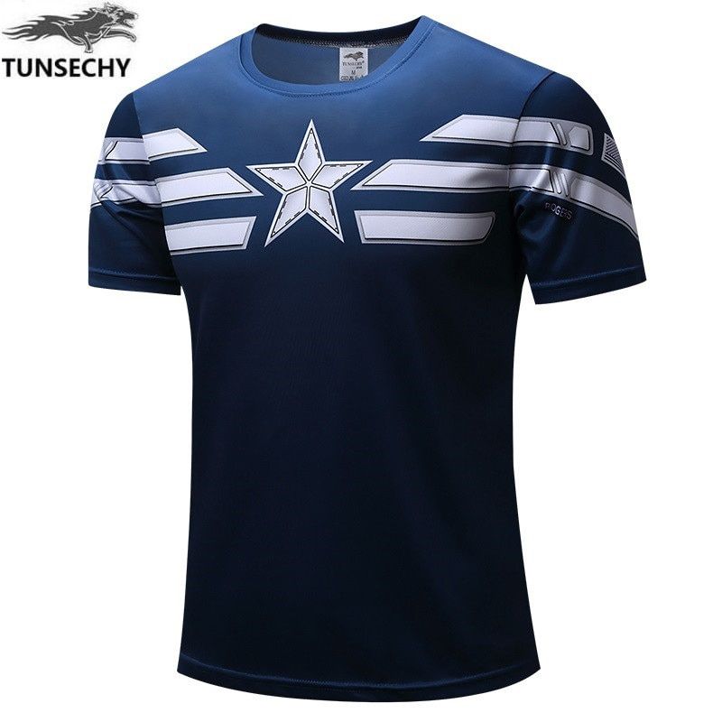Fashion men's T-shirt summer short-sleeved 3D red and blue spider print sports fitness shirt loose streetwear