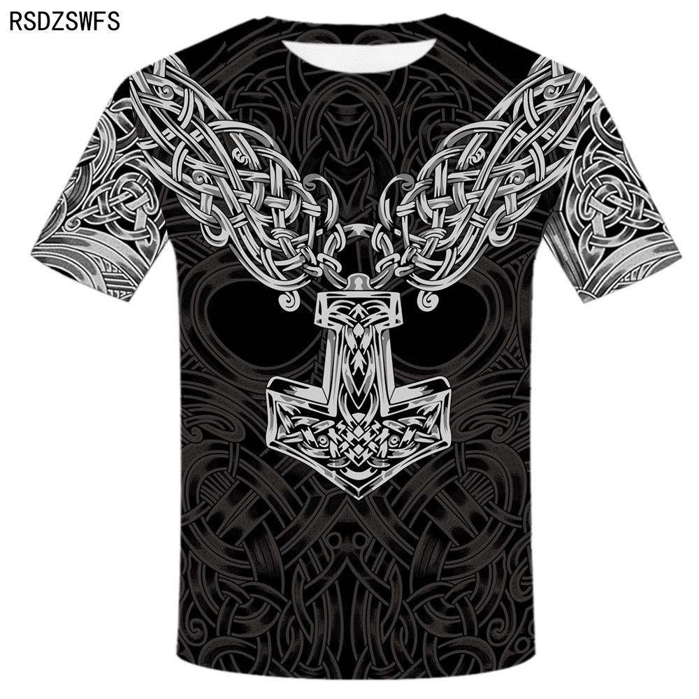 Nordic Viking Tattoo Art T Shirt Women Men Pirates 3D Print T-shirts Vikings King Short Sleeve Casual Tops men clothing