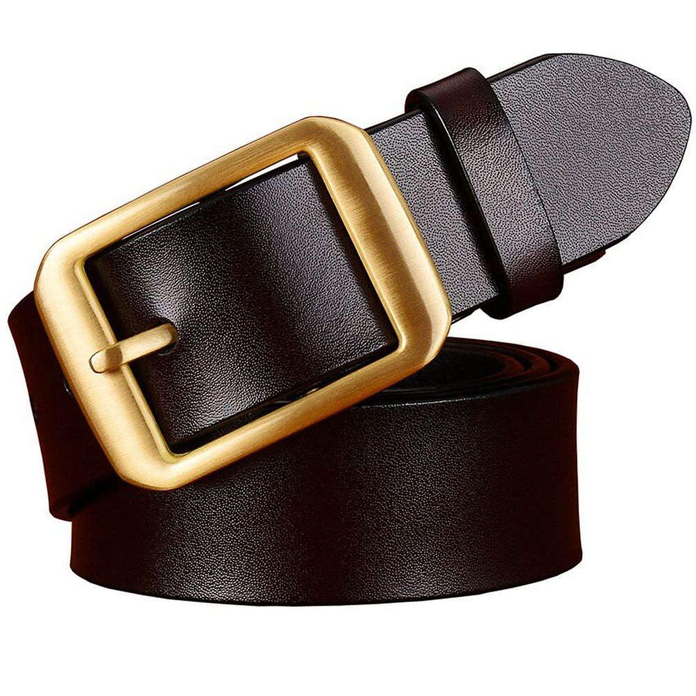 Fashion leather belts for men Copper plating alloy buckle belt man Quality second layer cow skin strap male