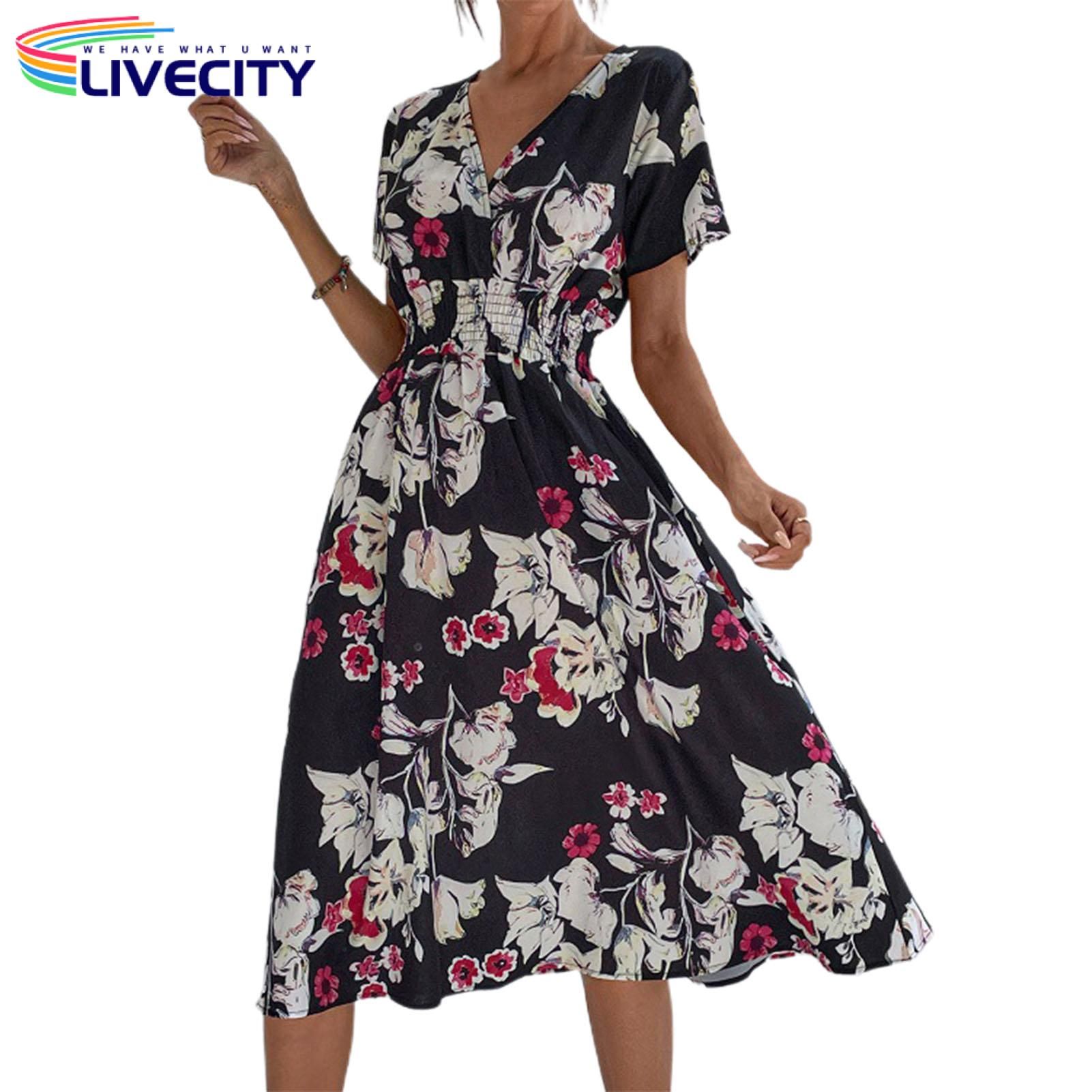 di Dress Elegant Elastic Waist Lady Dress