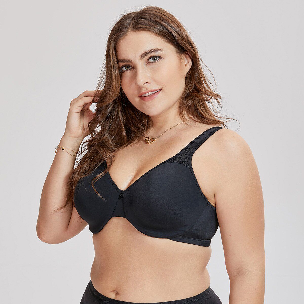Delimira Women's Seamless  Full Figure Underwire Smooth Minimizer Bra Plus Size