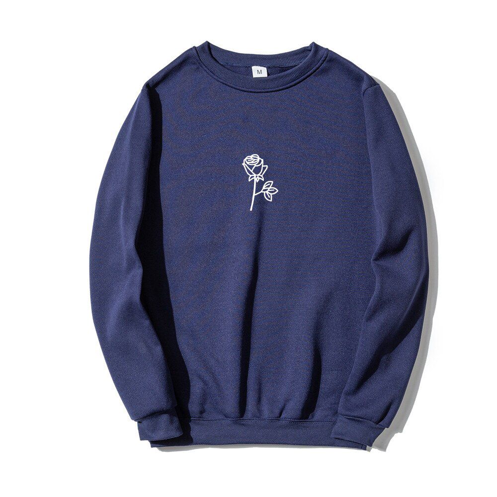 Men  Hop Casual Brief pular Sweatshirts Black Clothes Fashion Man Streetwear Harajuku Autumn Winter Funny Rose Print Hoodie