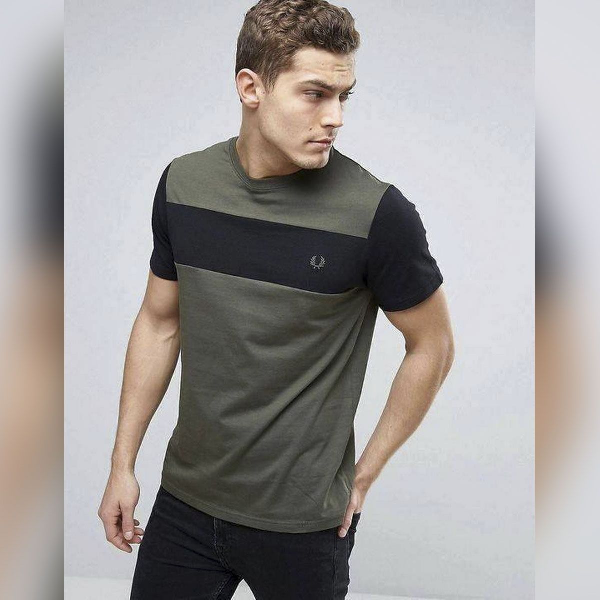 Olive Cotton Short Sleeve T-Shirt for Men