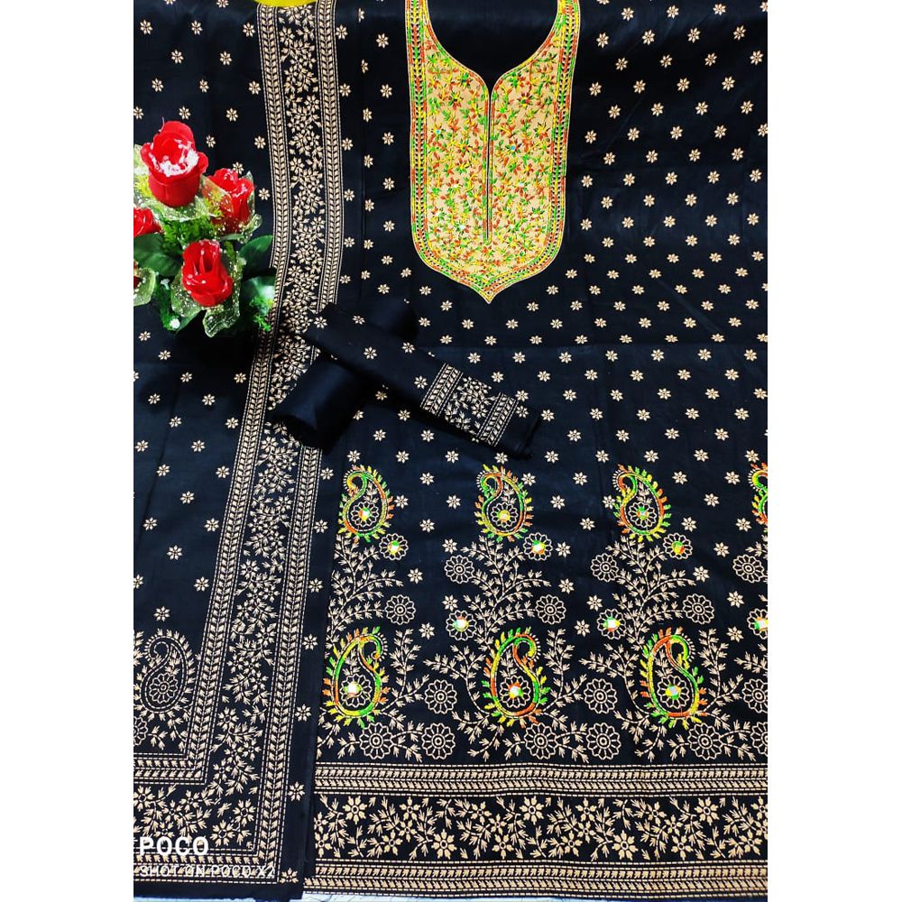 Unstitched Cotton Exclusive, Fashionable, Stylish and Comfortable, High Quality Screen Printed And Embroidery Worked Three Piece for Women