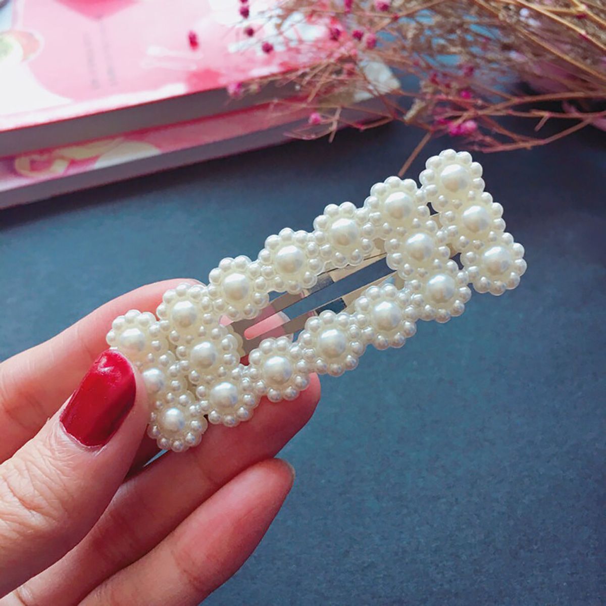 Snap Button Hair Pins Fashion Pearl Hair Clip for Women Sweet Pearl Hairpin Hair Clips Jewelry Lady Barrette Stick