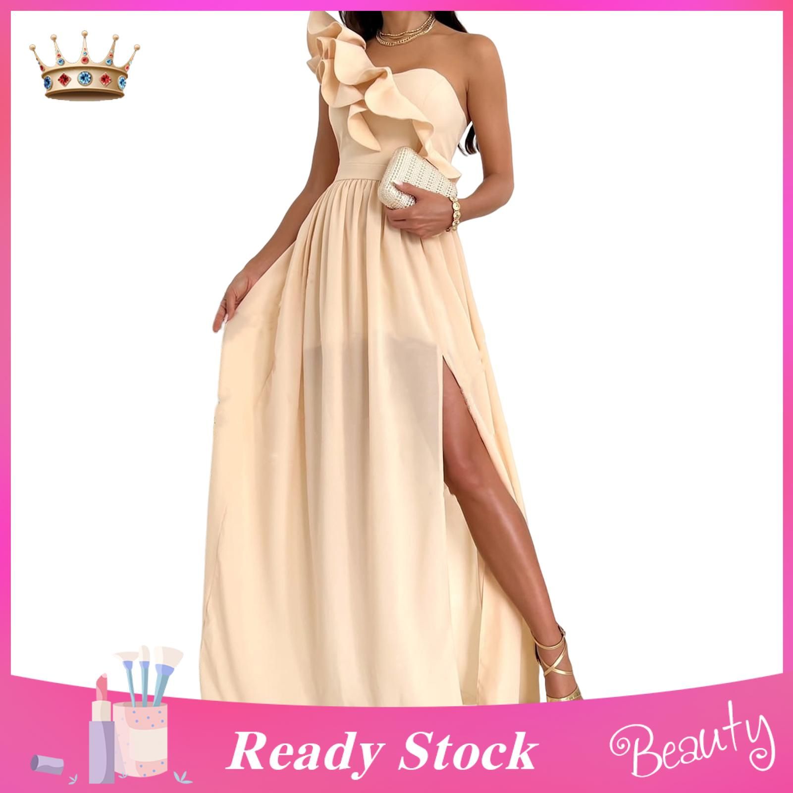 Long Dress Sleeveless Ruffle Stitching Elegant Long Dress