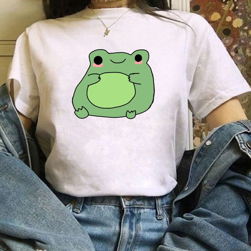 2021 Summer T-shirt Skateboard Woman Frog T shirt Harajuku Graphic Tee Y2k Top Aesthetic Clothes Vintage Fashion Shirt,Dropship