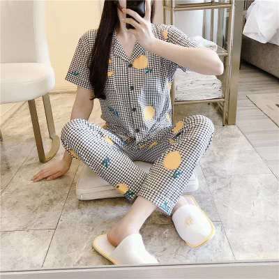 Pyjamas women short sleeve long pant summer sleepwear pajamas set cute cartoon cotton pijamas suit  home clothes 15 styles