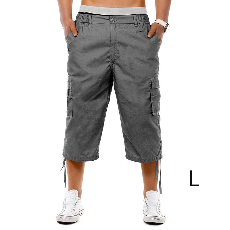 Men Casual 3/4 Pants Multi-pockets Simple Breathable Male Pants for Summer HSJ88