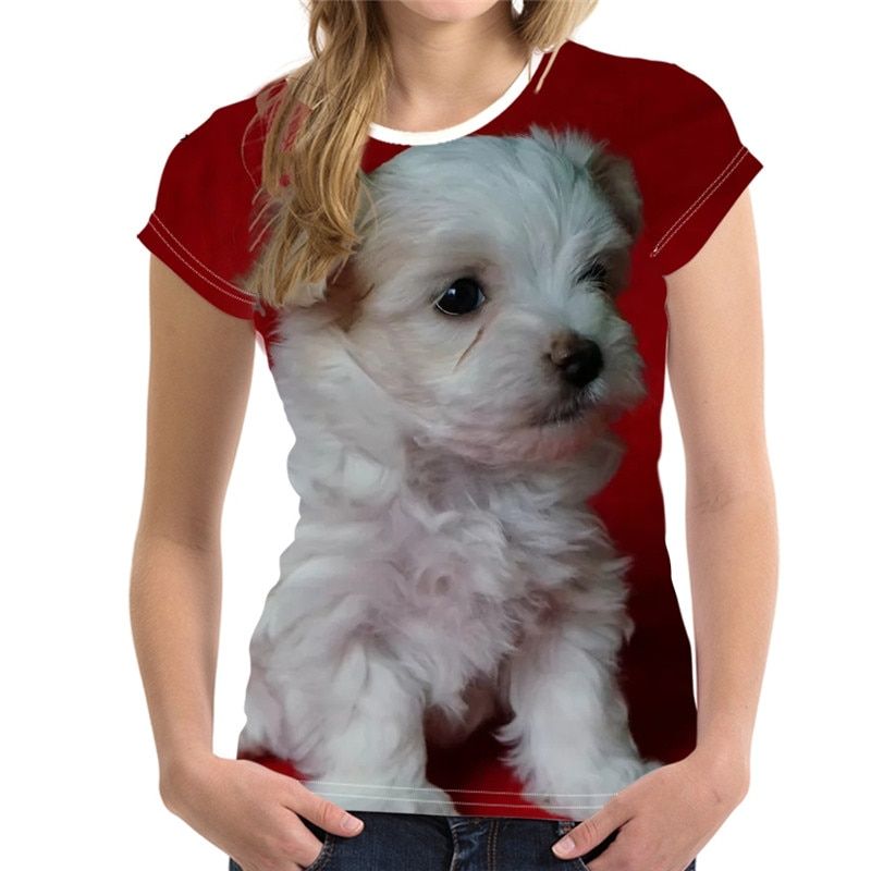 Fashionable Cute 3d Printing Women's Ladies Girl T-shirt  Round Neck Short Sleeve UniSummer Top And T-shirt Xxs-6x