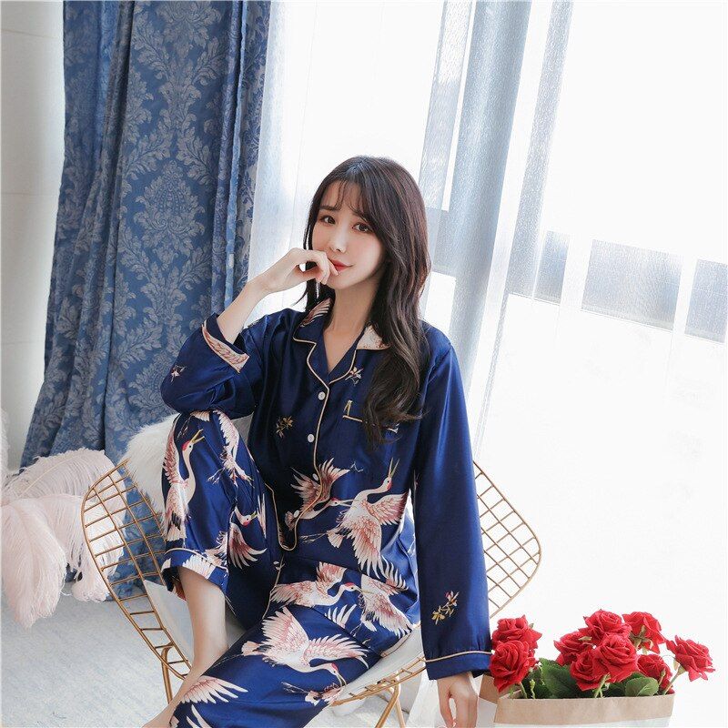 Big Size Pajamas Sets Womens Shirt Pants Sleepwear Sleep Suit M-5XL Home Wear Nightgown Robe Bath Gown Spring Autumn Sleepshirts