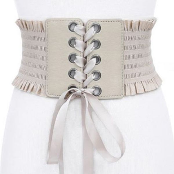 Women Stretch Belt Clothing Accessories Tassels Elastic Buckle Wide Ladies Dress Corset Lace Waistband Fashion
