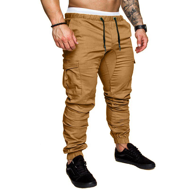 Mens Cargo Casual Solid Multi-pocket Trousers Pants Plus Size Joggers Sweatpants Male Cool Sport Pants