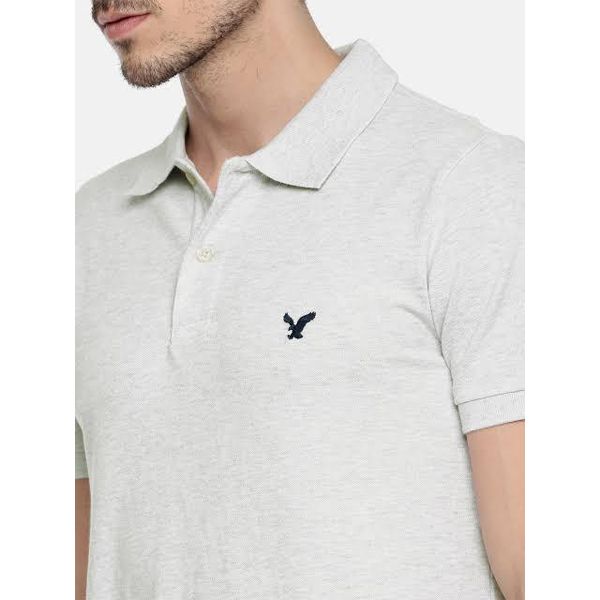 Grey Cotton Polo T-shirt for Men
