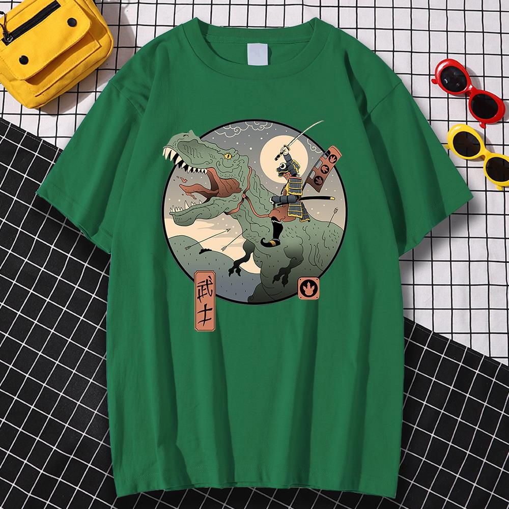 Jurassic Samurai Japan Comics Prints Man T Shirt Pattern Sweat Clothes Pattern Summer New Tops plicity O-Neck Mens Tshirts